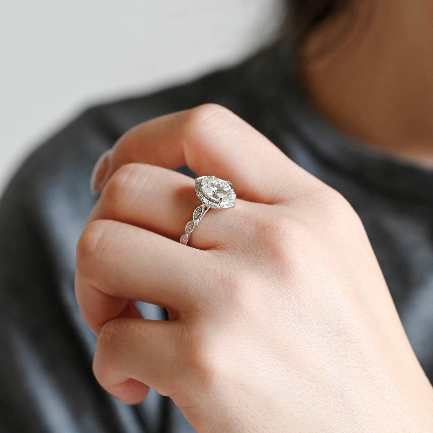 2 CT Round Three Stones Lab Grown Diamond Engagement Ring
