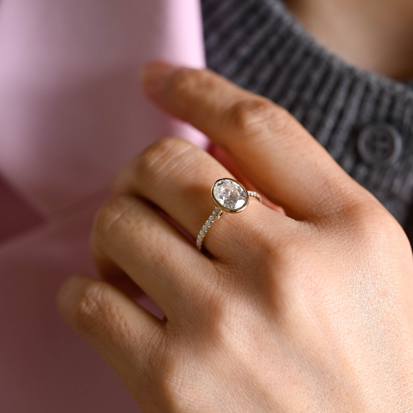 2 CT Round Three Stones Lab Grown Diamond Engagement Ring