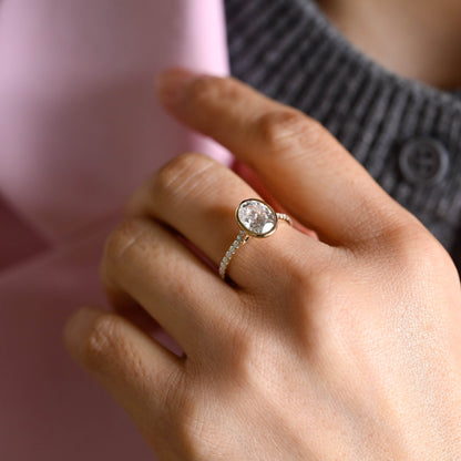 2 CT Round Three Stones Lab Grown Diamond Engagement Ring