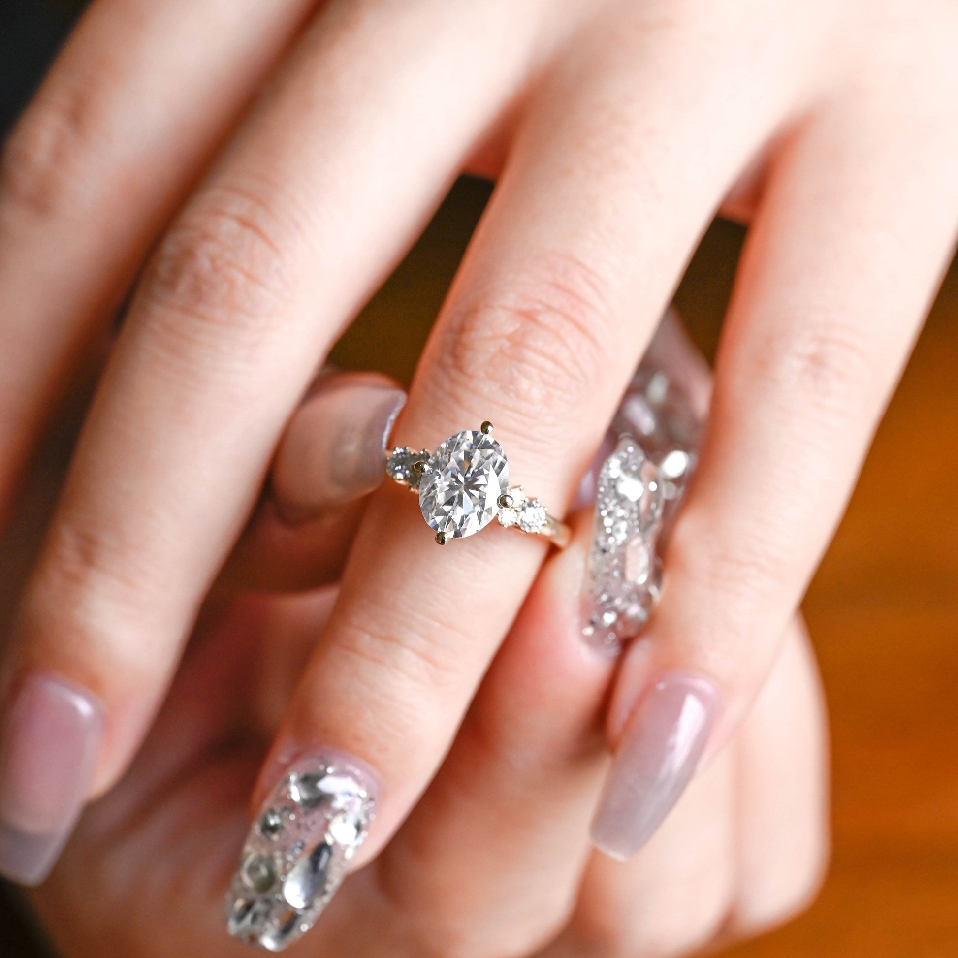 2 CT Round Three Stones Lab Grown Diamond Engagement Ring