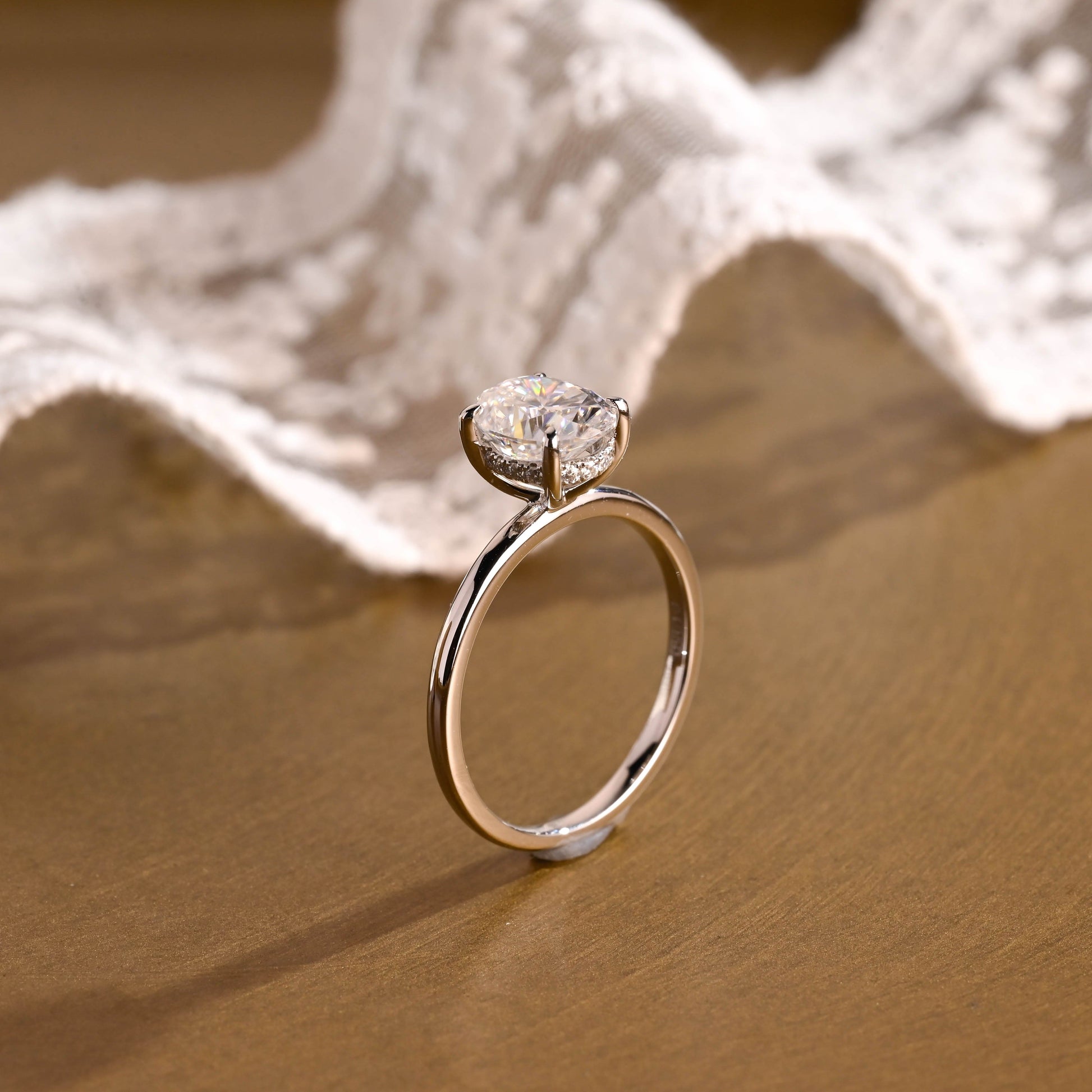 2 CT Round Three Stones Lab Grown Diamond Engagement Ring