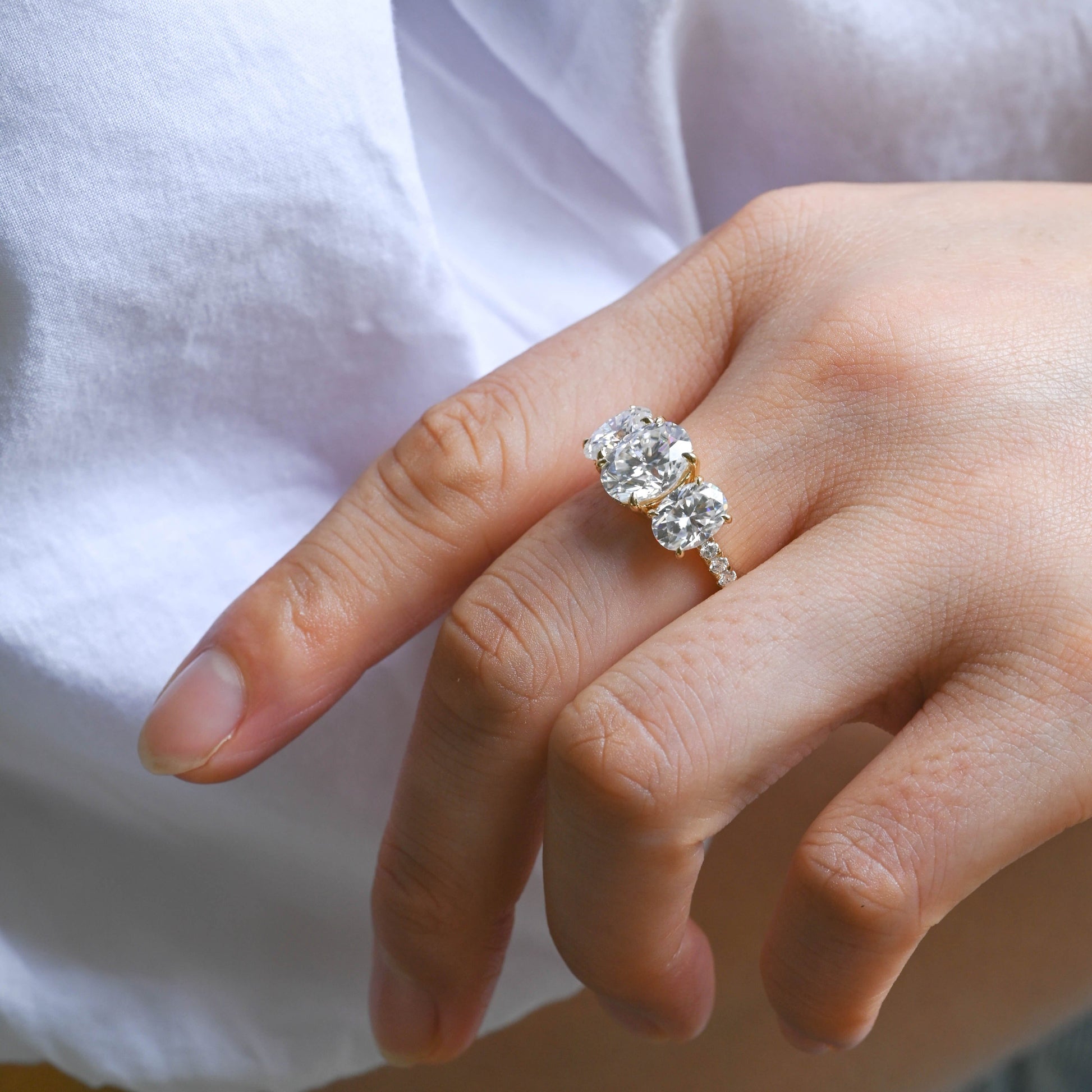 2 CT Round Three Stones Lab Grown Diamond Engagement Ring