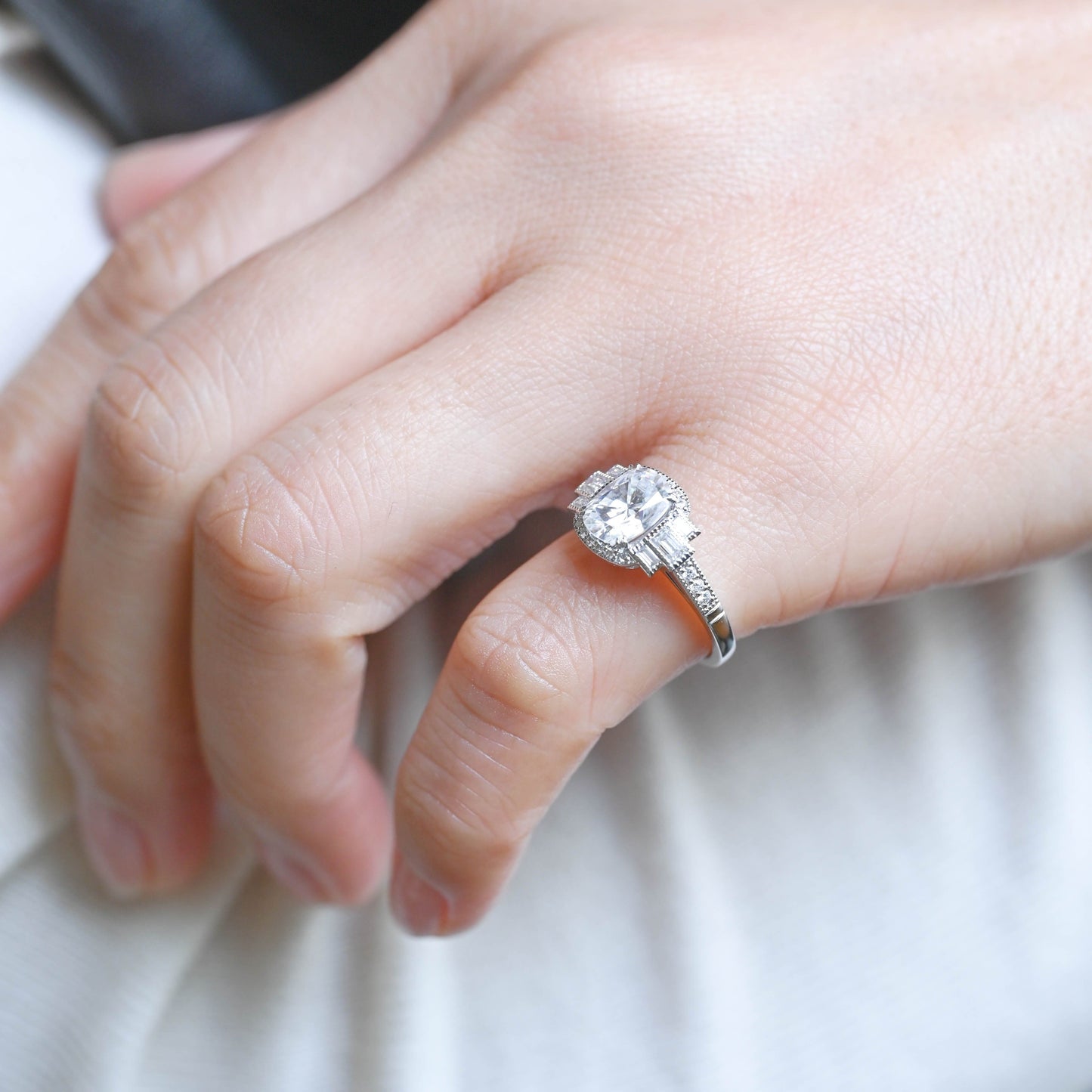 2 CT Round Three Stones Lab Grown Diamond Engagement Ring