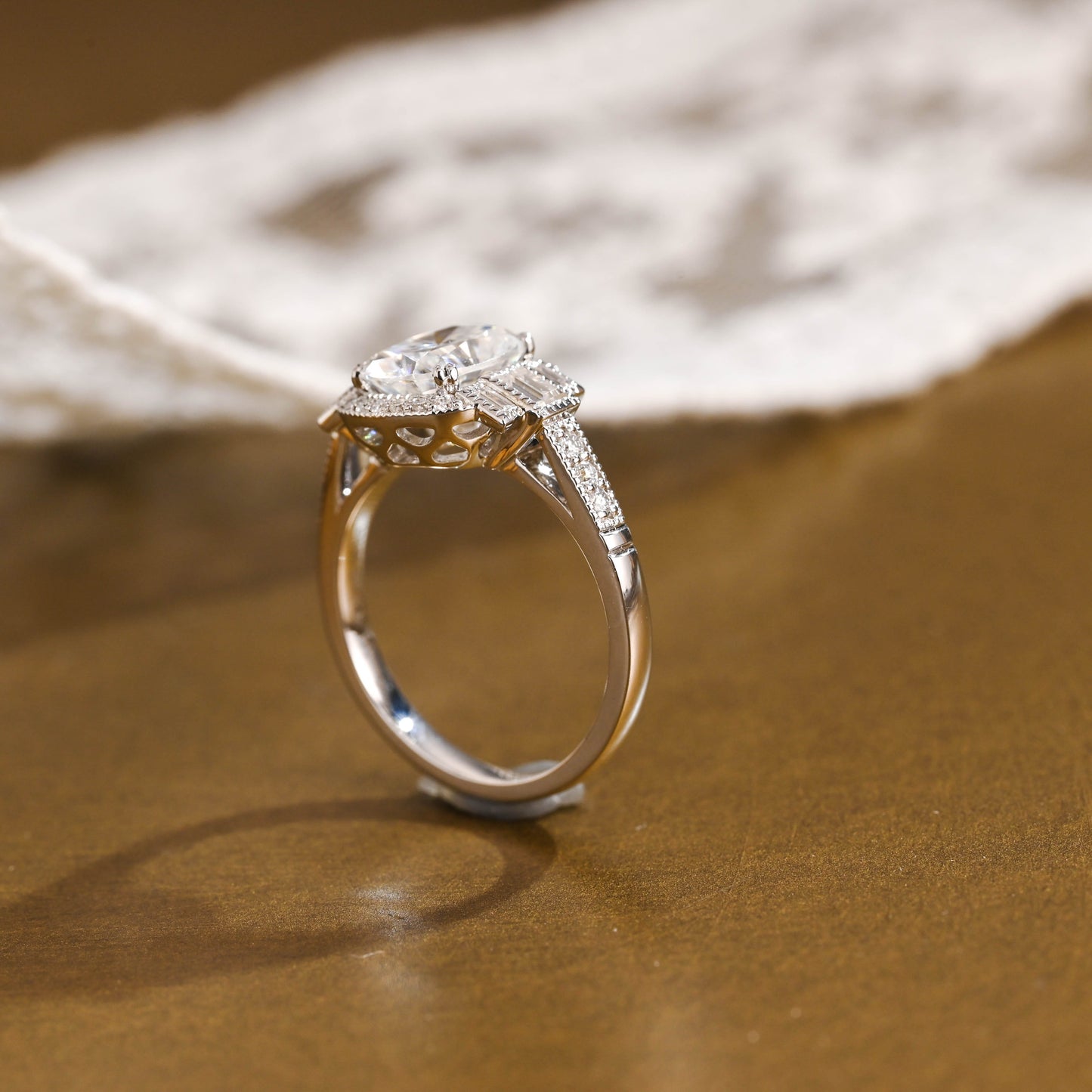 2 CT Round Three Stones Lab Grown Diamond Engagement Ring