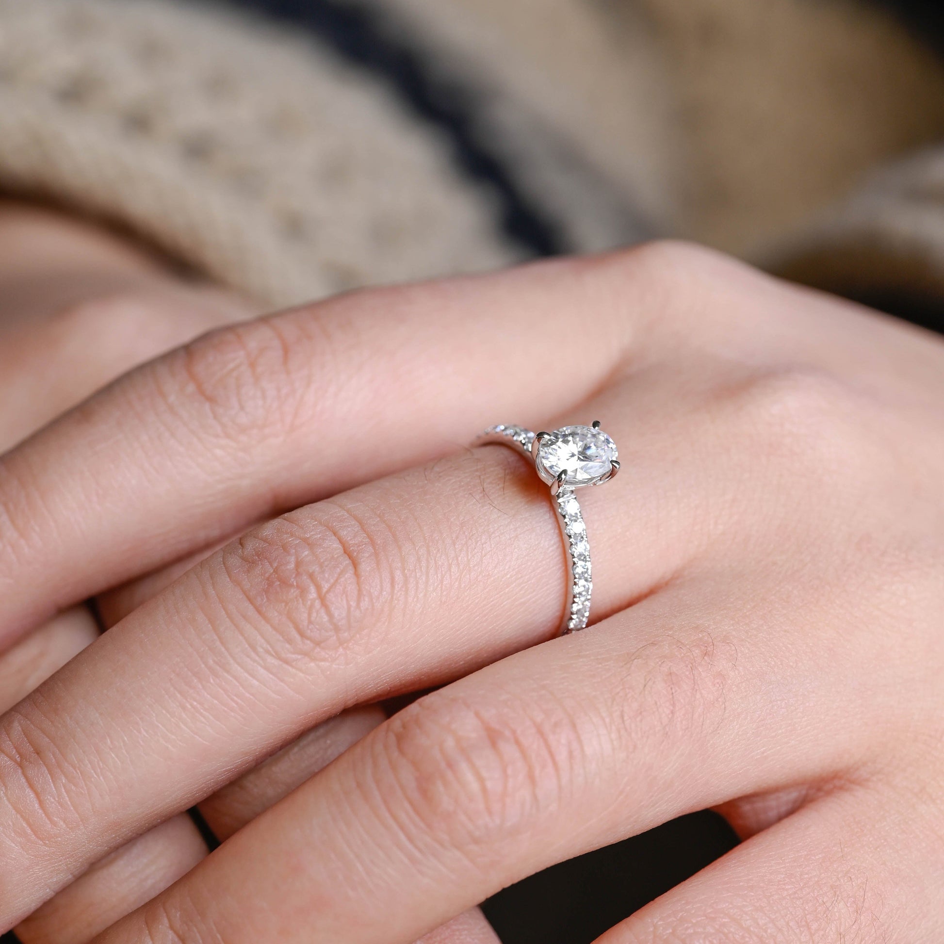 2 CT Round Three Stones Lab Grown Diamond Engagement Ring