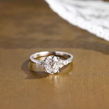 2 CT Round Three Stones Lab Grown Diamond Engagement Ring