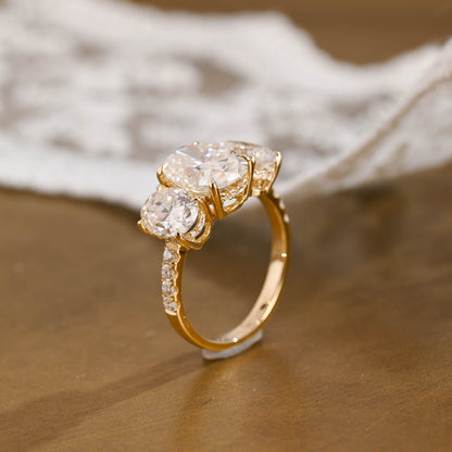2 CT Round Three Stones Lab Grown Diamond Engagement Ring