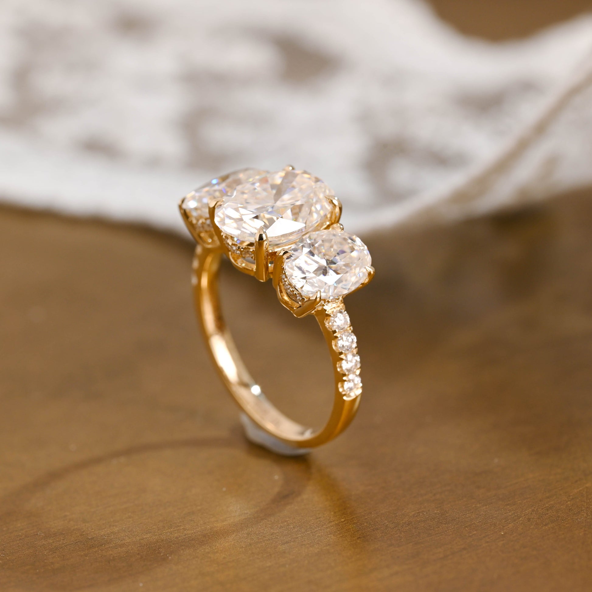 2 CT Round Three Stones Lab Grown Diamond Engagement Ring