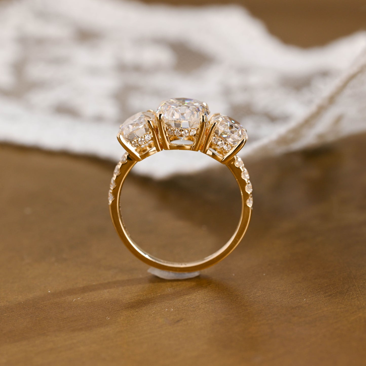 2 CT Round Three Stones Lab Grown Diamond Engagement Ring
