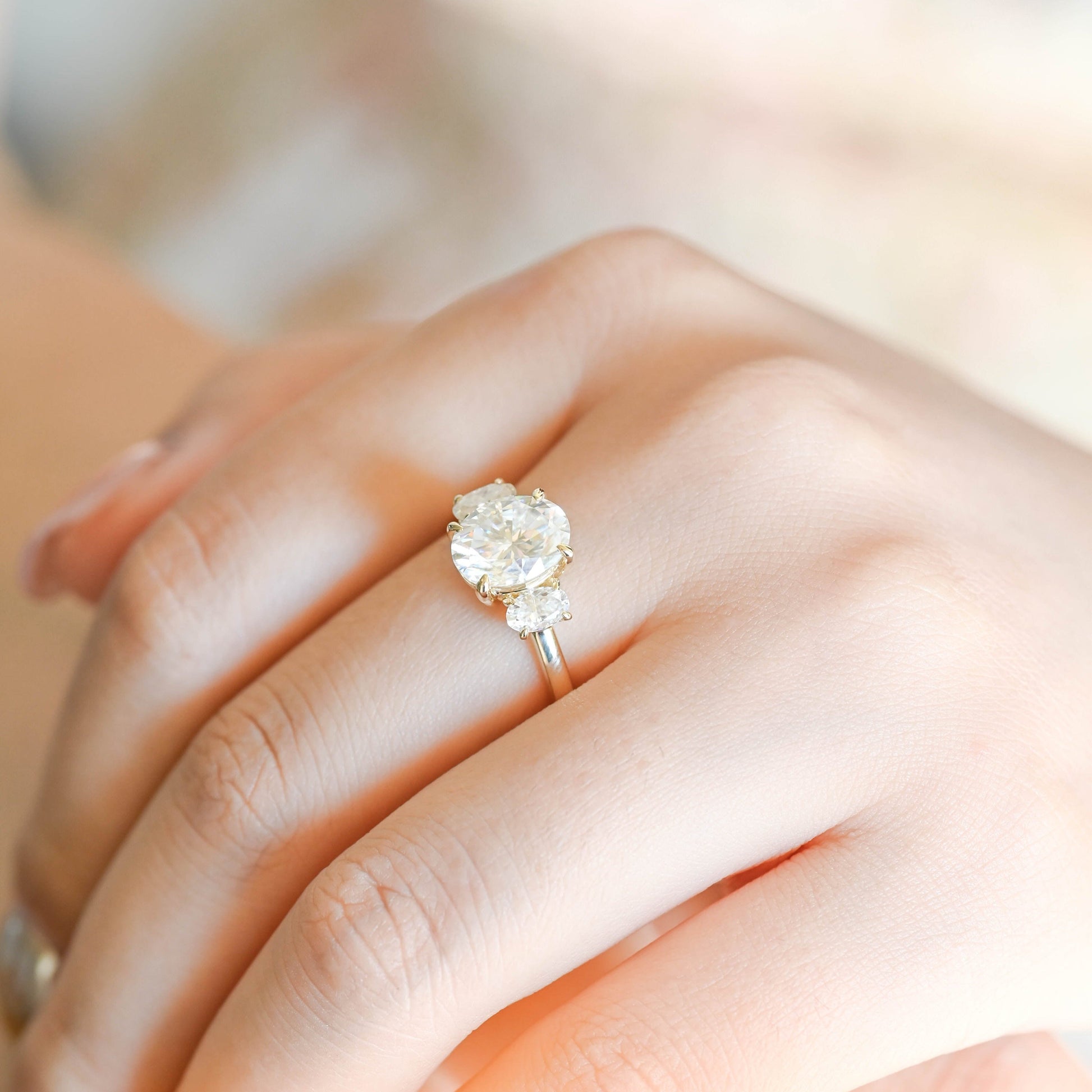 2 CT Round Three Stones Lab Grown Diamond Engagement Ring