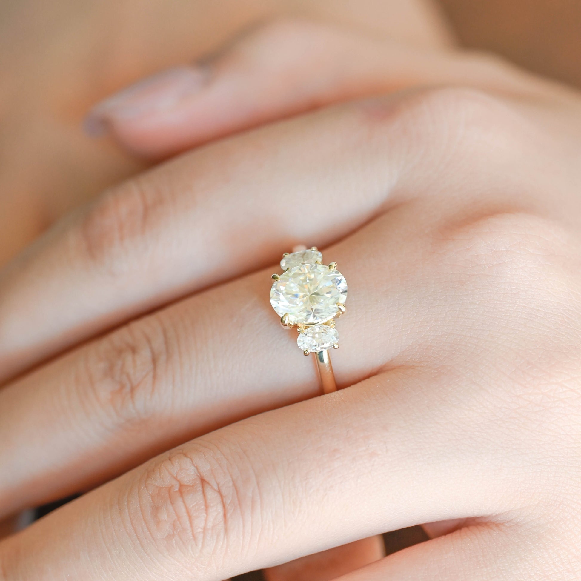 2 CT Round Three Stones Lab Grown Diamond Engagement Ring
