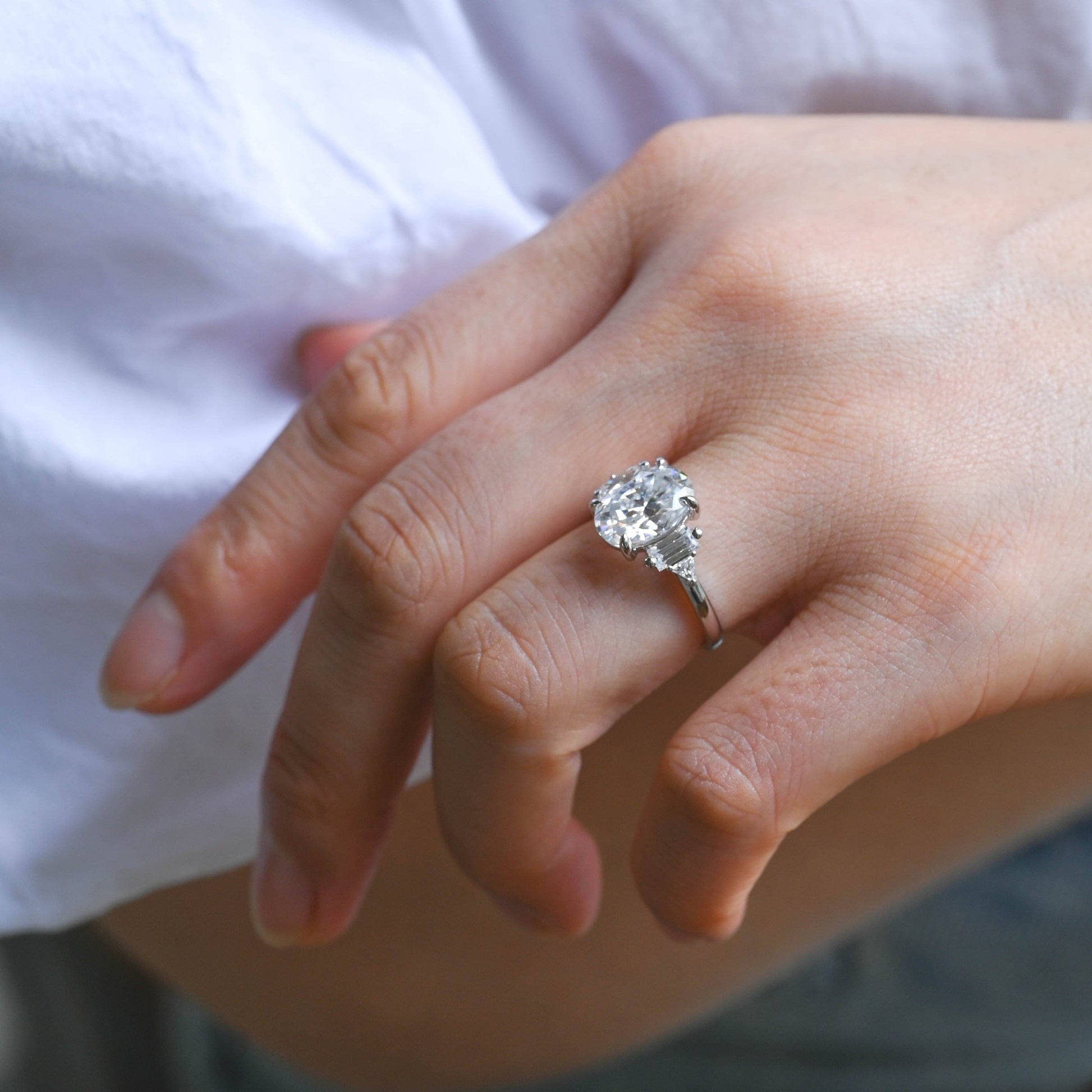 2 CT Round Three Stones Lab Grown Diamond Engagement Ring