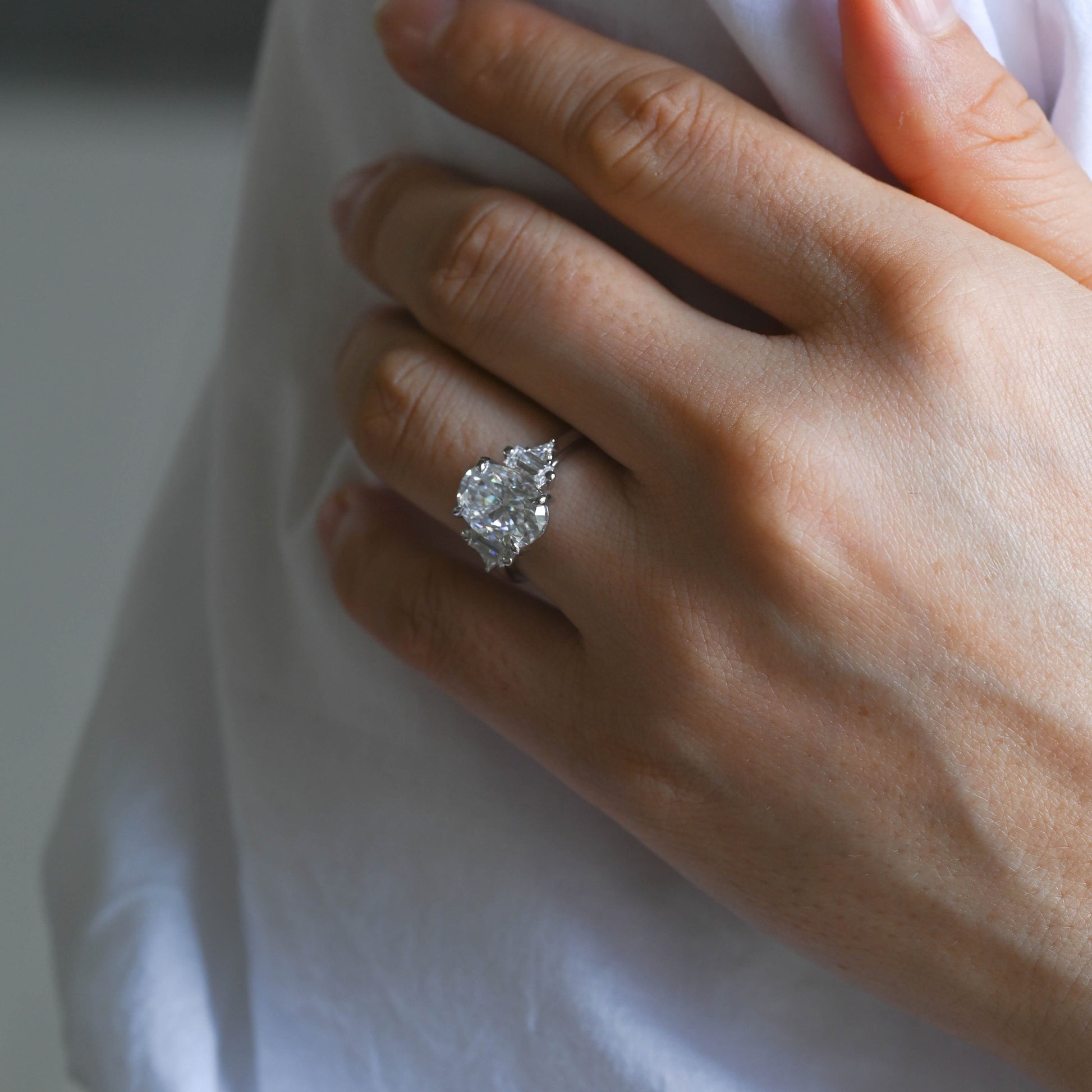 2 CT Round Three Stones Lab Grown Diamond Engagement Ring