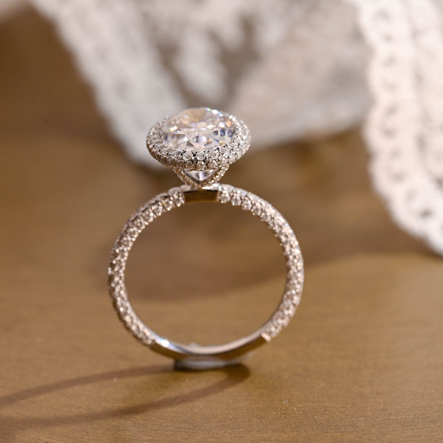 2 CT Round Three Stones Lab Grown Diamond Engagement Ring
