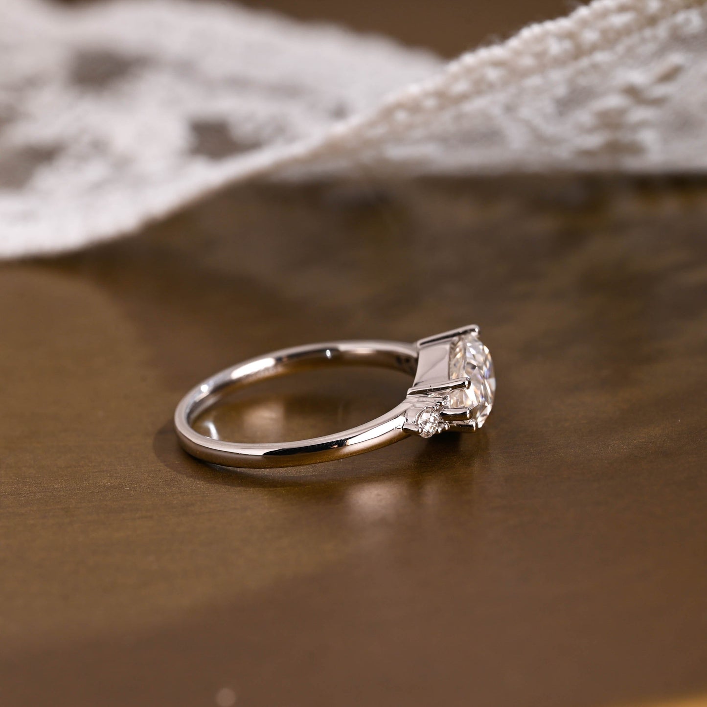 2 CT Round Three Stones Lab Grown Diamond Engagement Ring