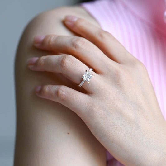 2 CT Round Three Stones Lab Grown Diamond Engagement Ring