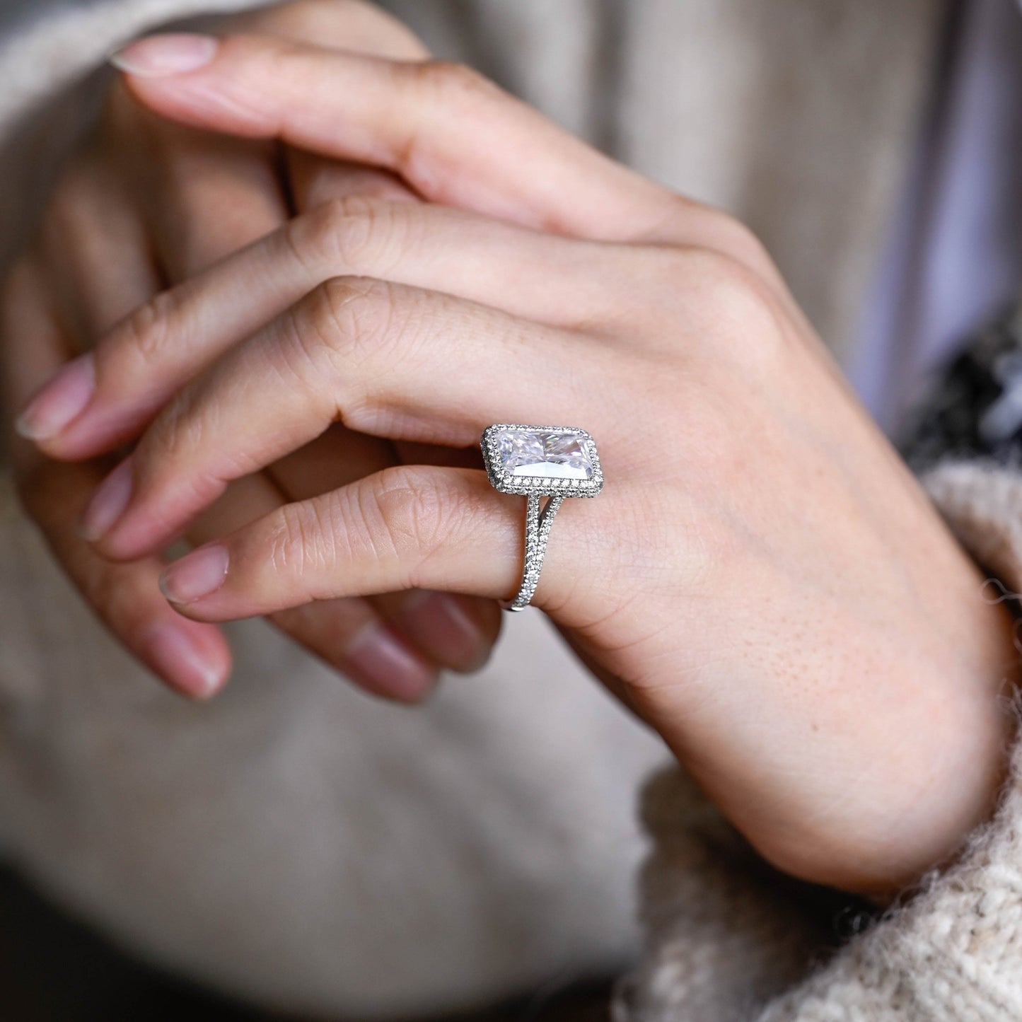 2 CT Round Three Stones Lab Grown Diamond Engagement Ring