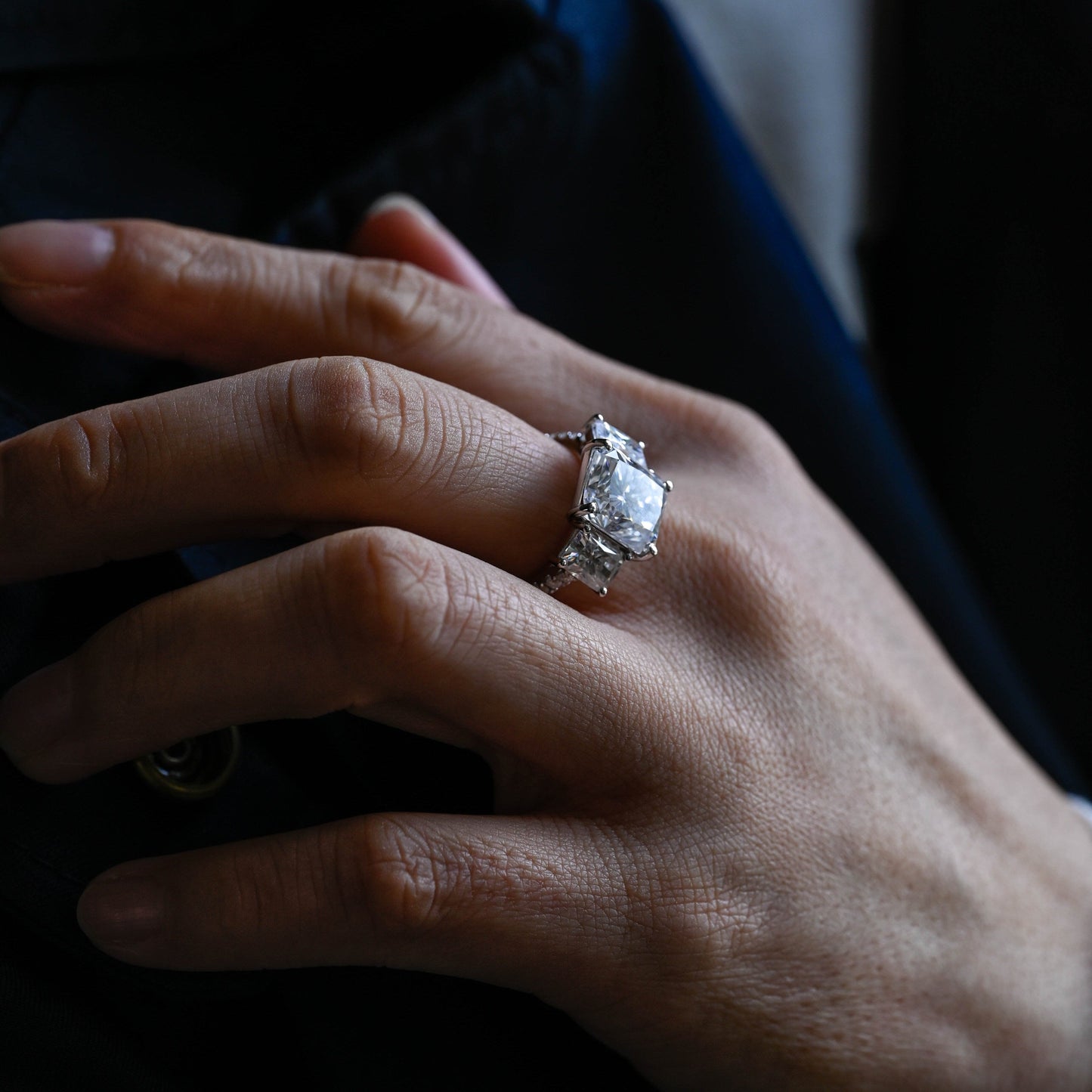 2 CT Round Three Stones Lab Grown Diamond Engagement Ring
