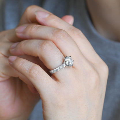2 CT Round Three Stones Lab Grown Diamond Engagement Ring