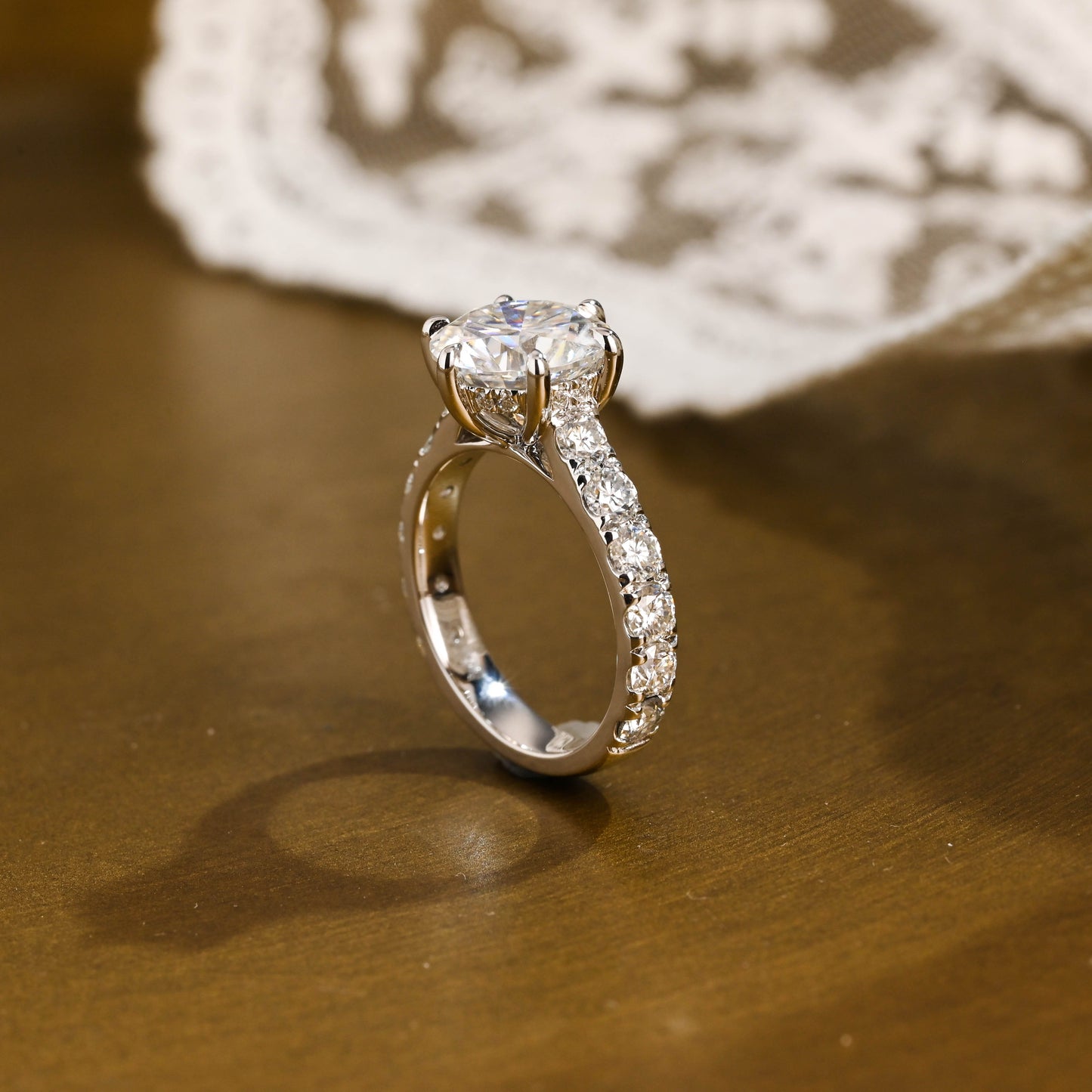 2 CT Round Three Stones Lab Grown Diamond Engagement Ring