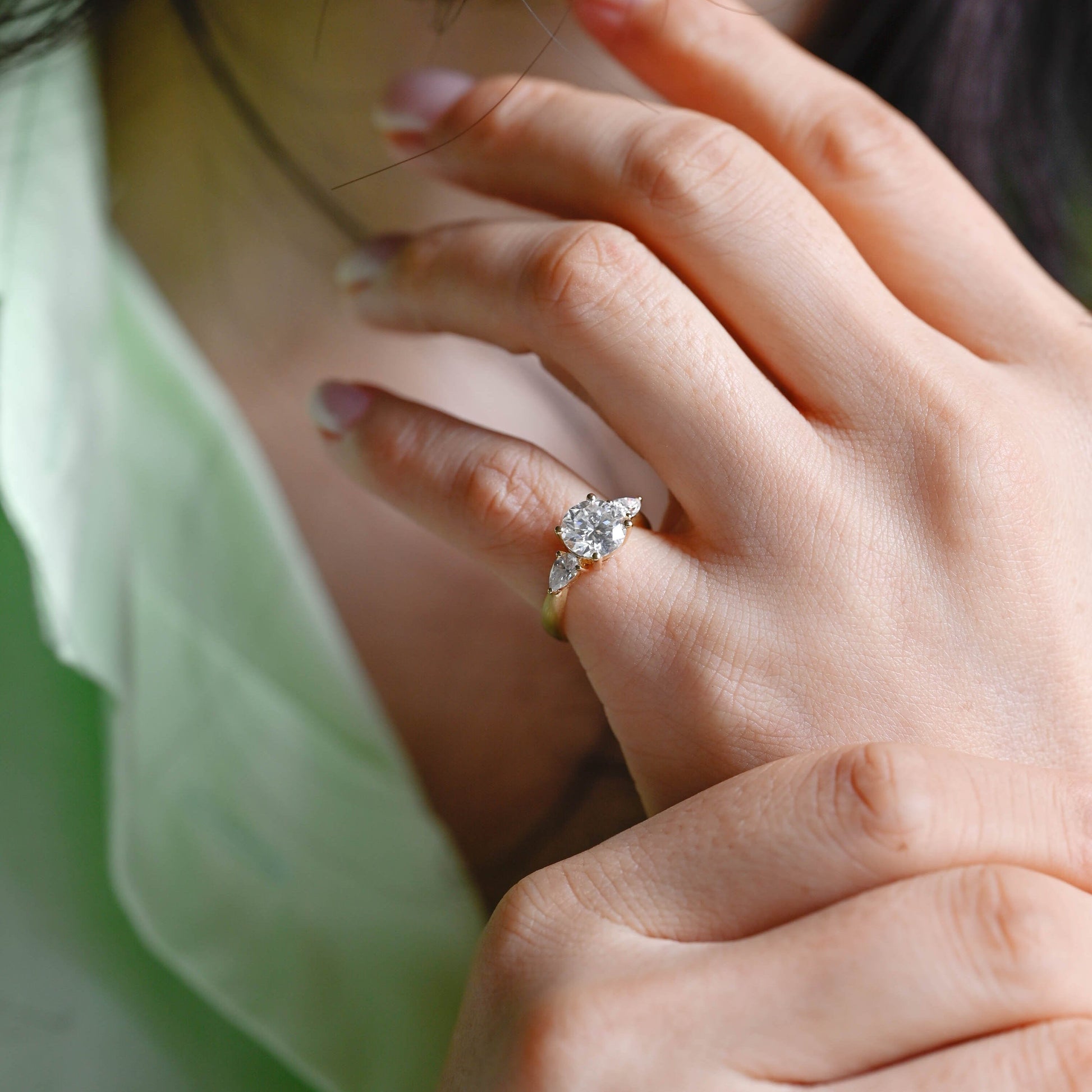 2 CT Round Three Stones Lab Grown Diamond Engagement Ring