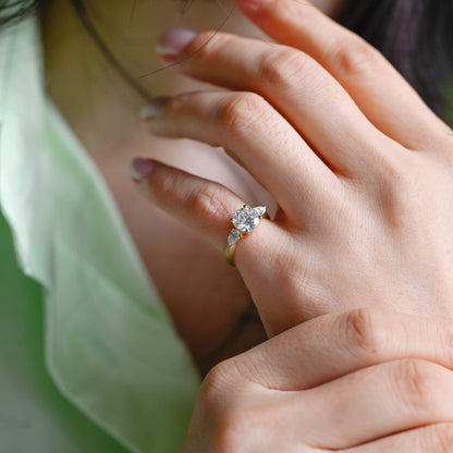 2 CT Round Three Stones Lab Grown Diamond Engagement Ring