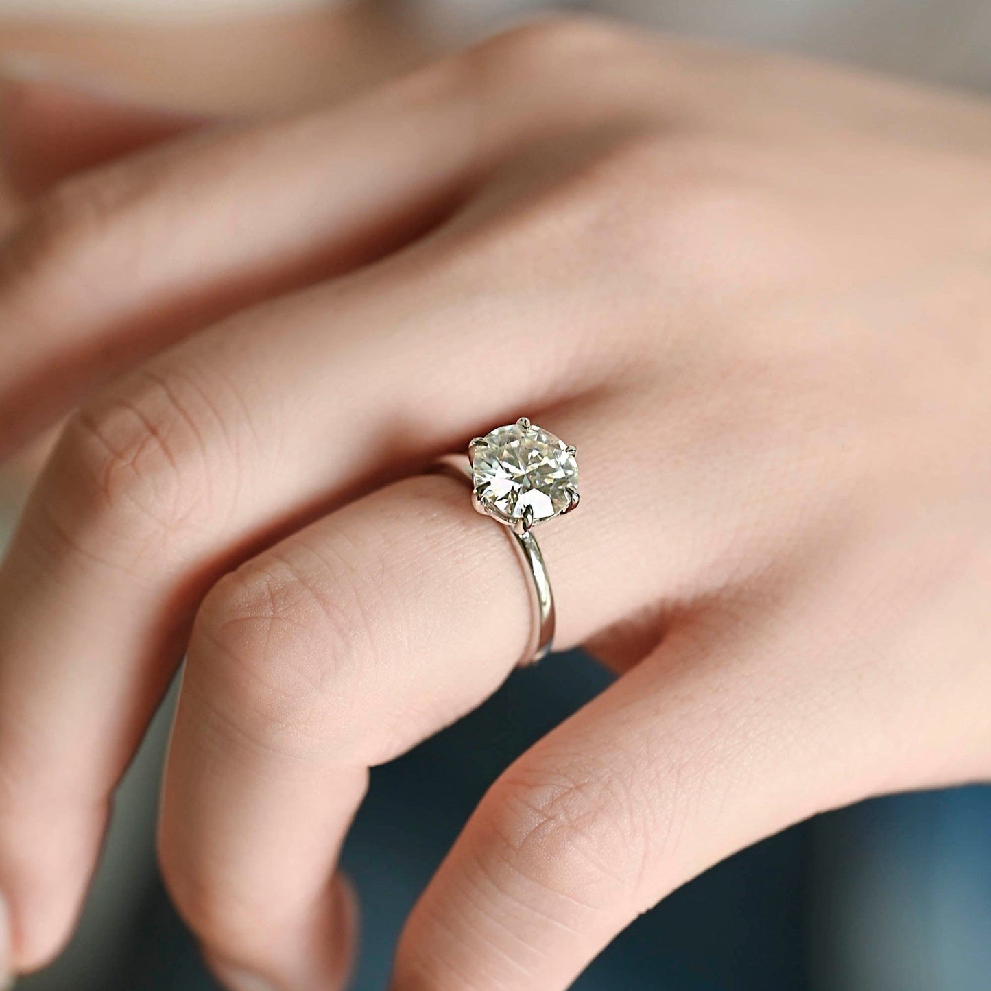 2 CT Round Three Stones Lab Grown Diamond Engagement Ring