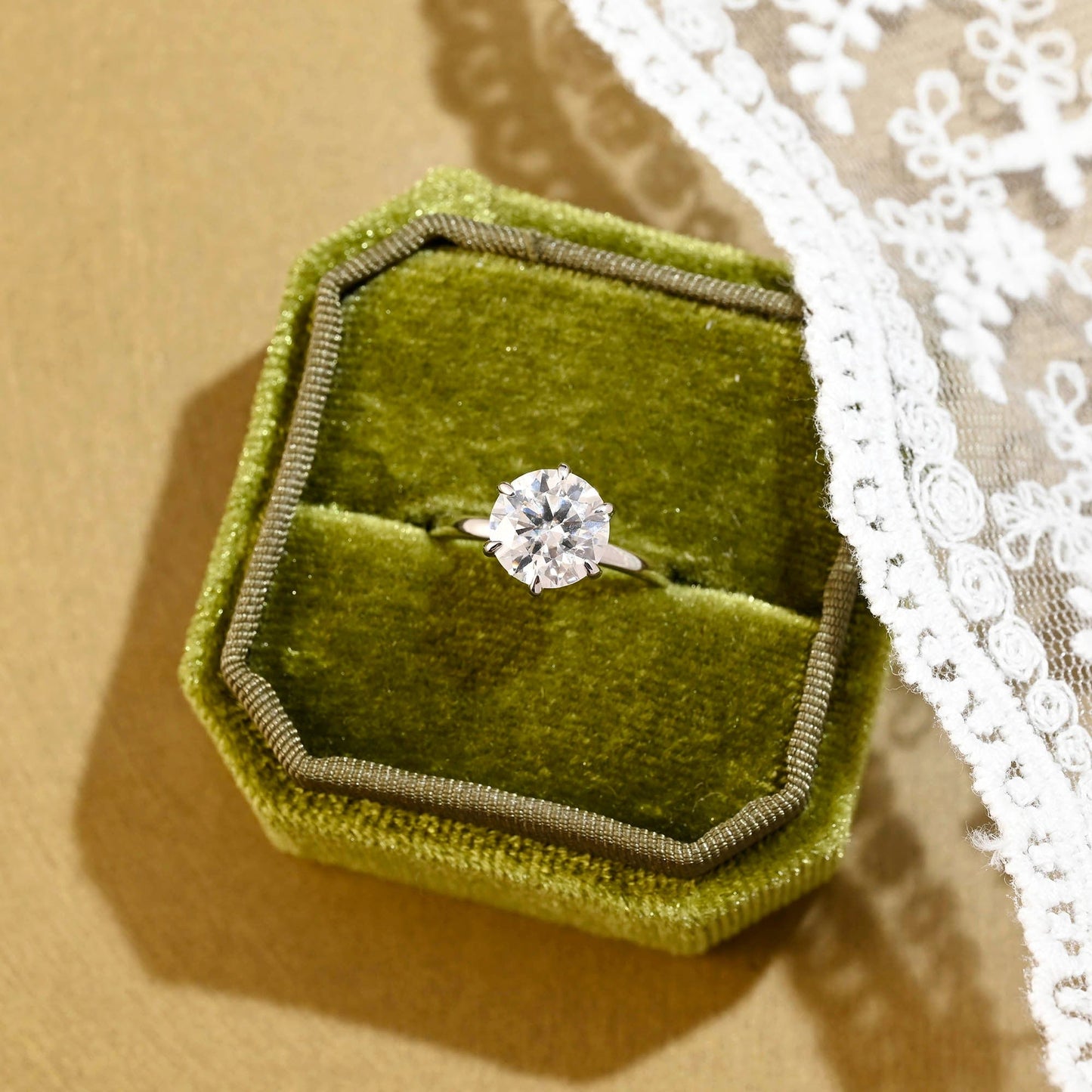 2 CT Round Three Stones Lab Grown Diamond Engagement Ring