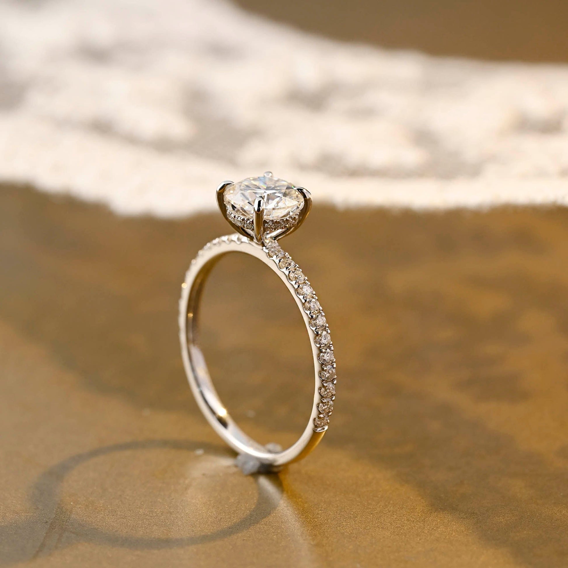 2 CT Round Three Stones Lab Grown Diamond Engagement Ring