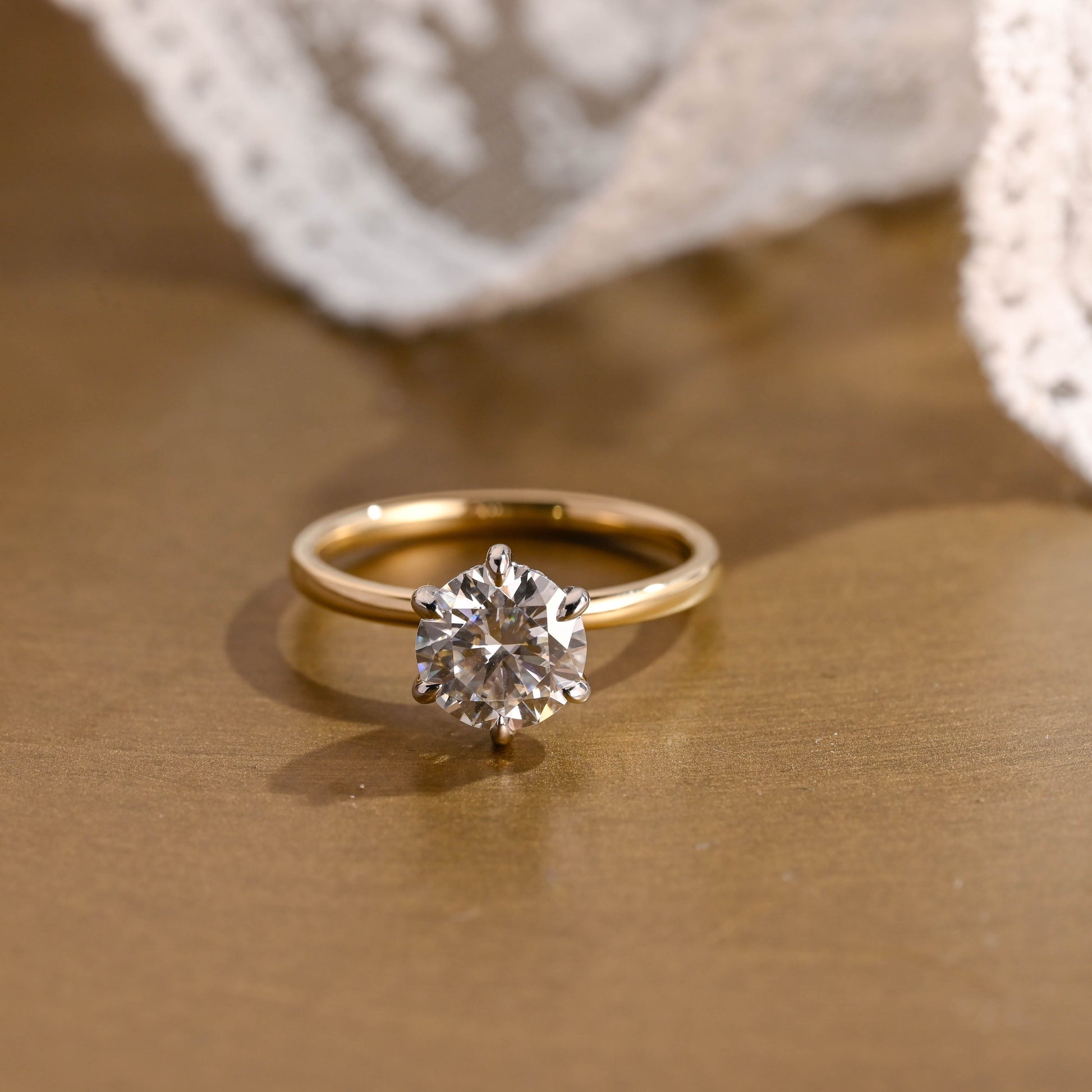 2 CT Round Three Stones Lab Grown Diamond Engagement Ring