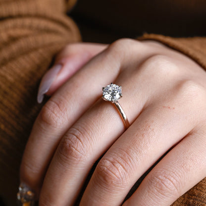2 CT Round Three Stones Lab Grown Diamond Engagement Ring