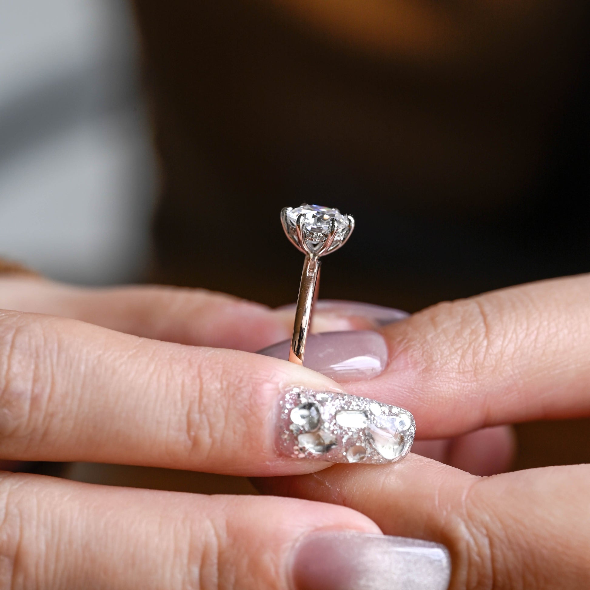 2 CT Round Three Stones Lab Grown Diamond Engagement Ring