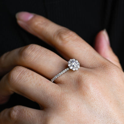 2 CT Round Three Stones Lab Grown Diamond Engagement Ring