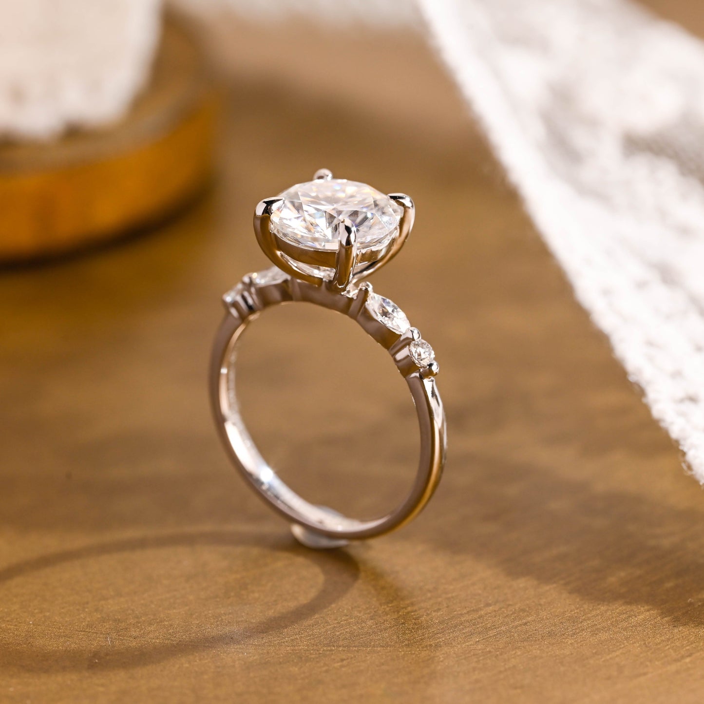 2 CT Round Three Stones Lab Grown Diamond Engagement Ring