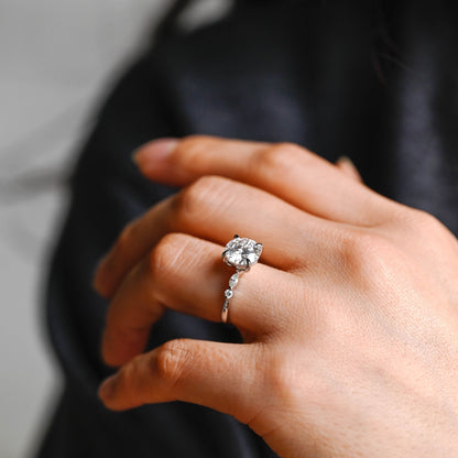 2 CT Round Three Stones Lab Grown Diamond Engagement Ring