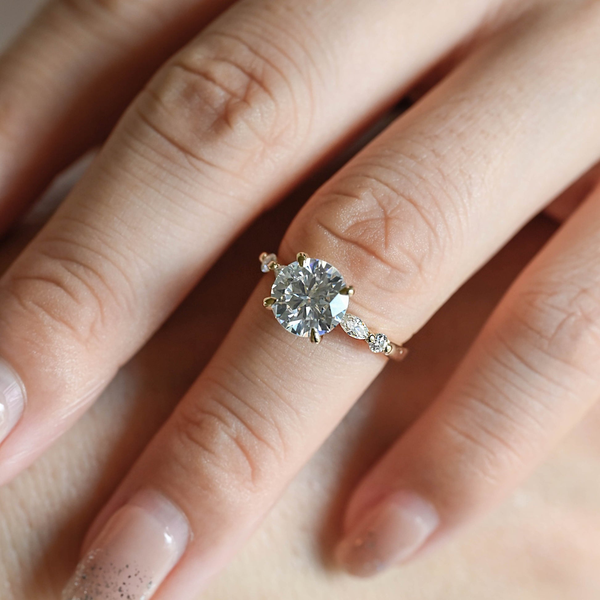 2 CT Round Three Stones Lab Grown Diamond Engagement Ring