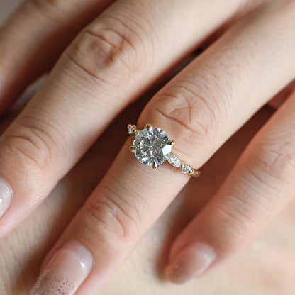 2 CT Round Three Stones Lab Grown Diamond Engagement Ring