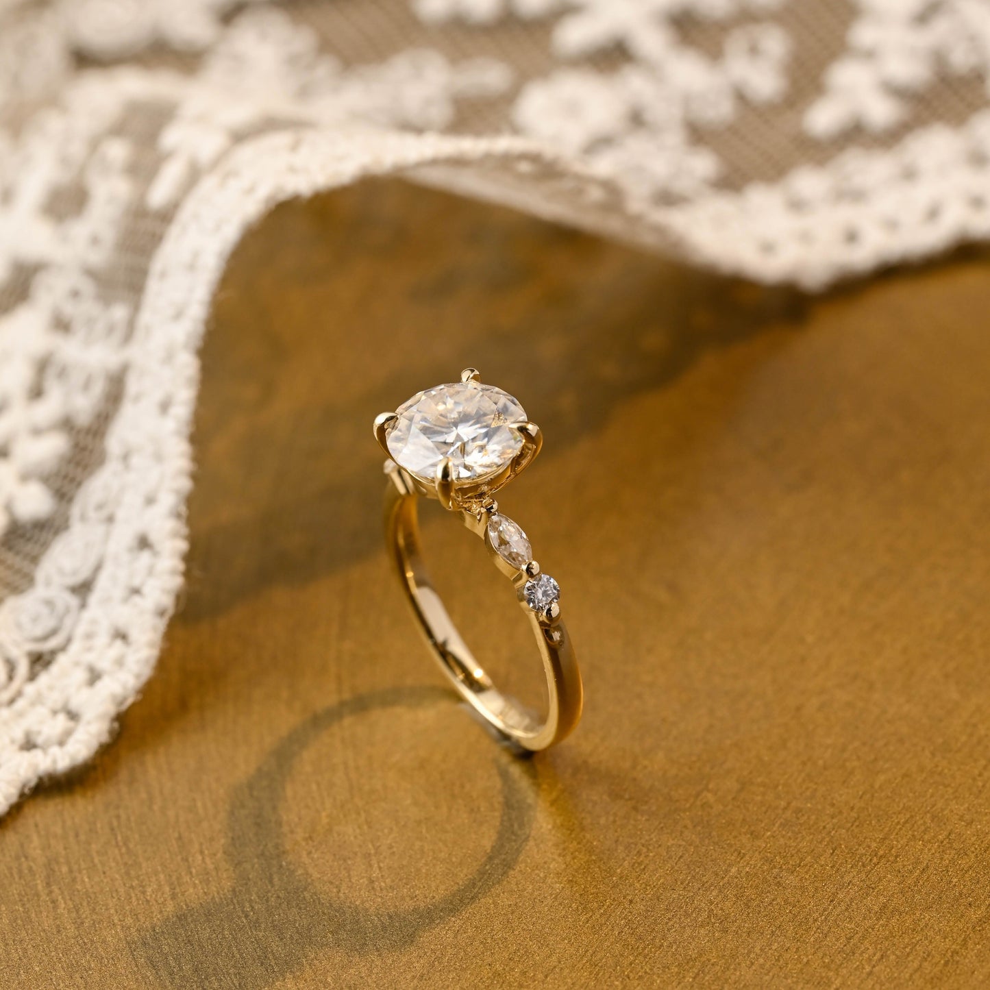 2 CT Round Three Stones Lab Grown Diamond Engagement Ring