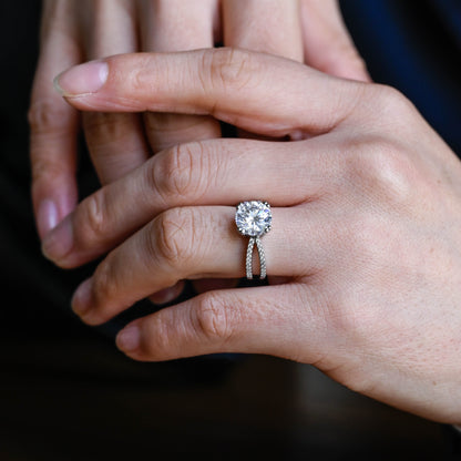 2 CT Round Three Stones Lab Grown Diamond Engagement Ring