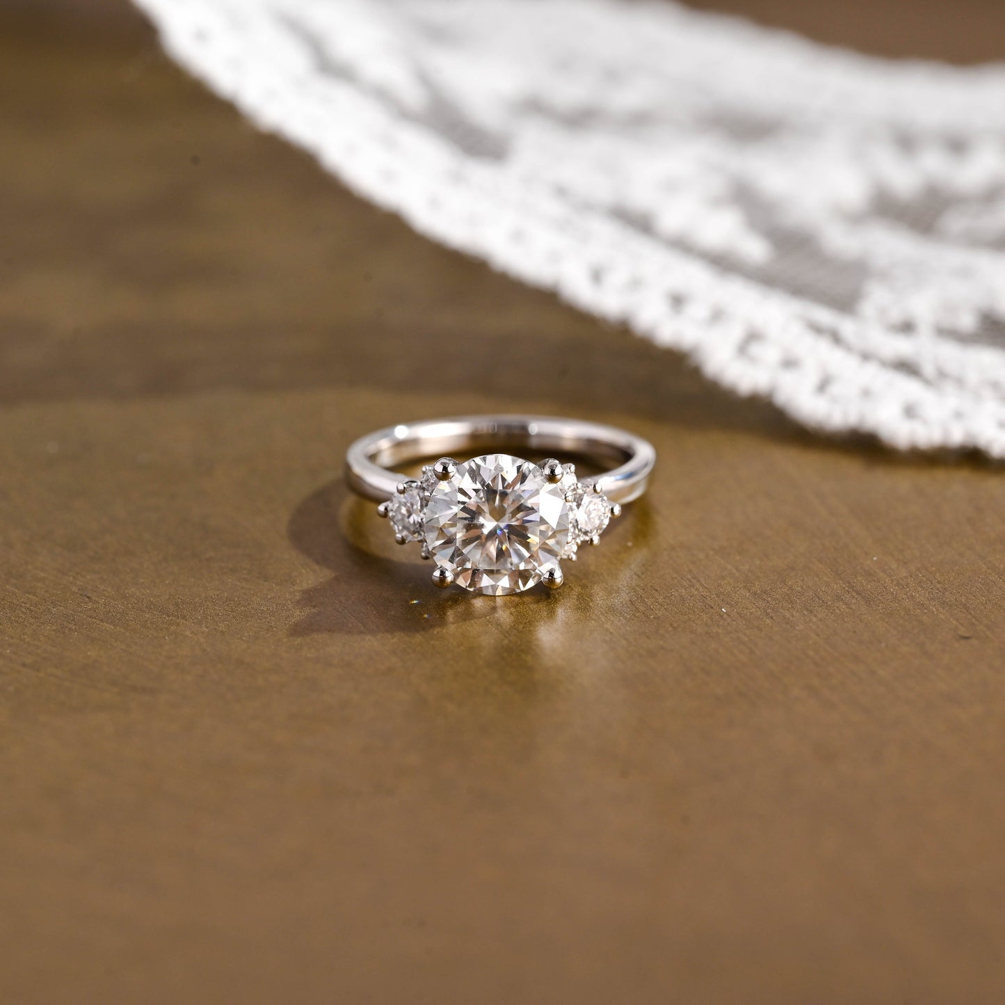 2 CT Round Three Stones Lab Grown Diamond Engagement Ring