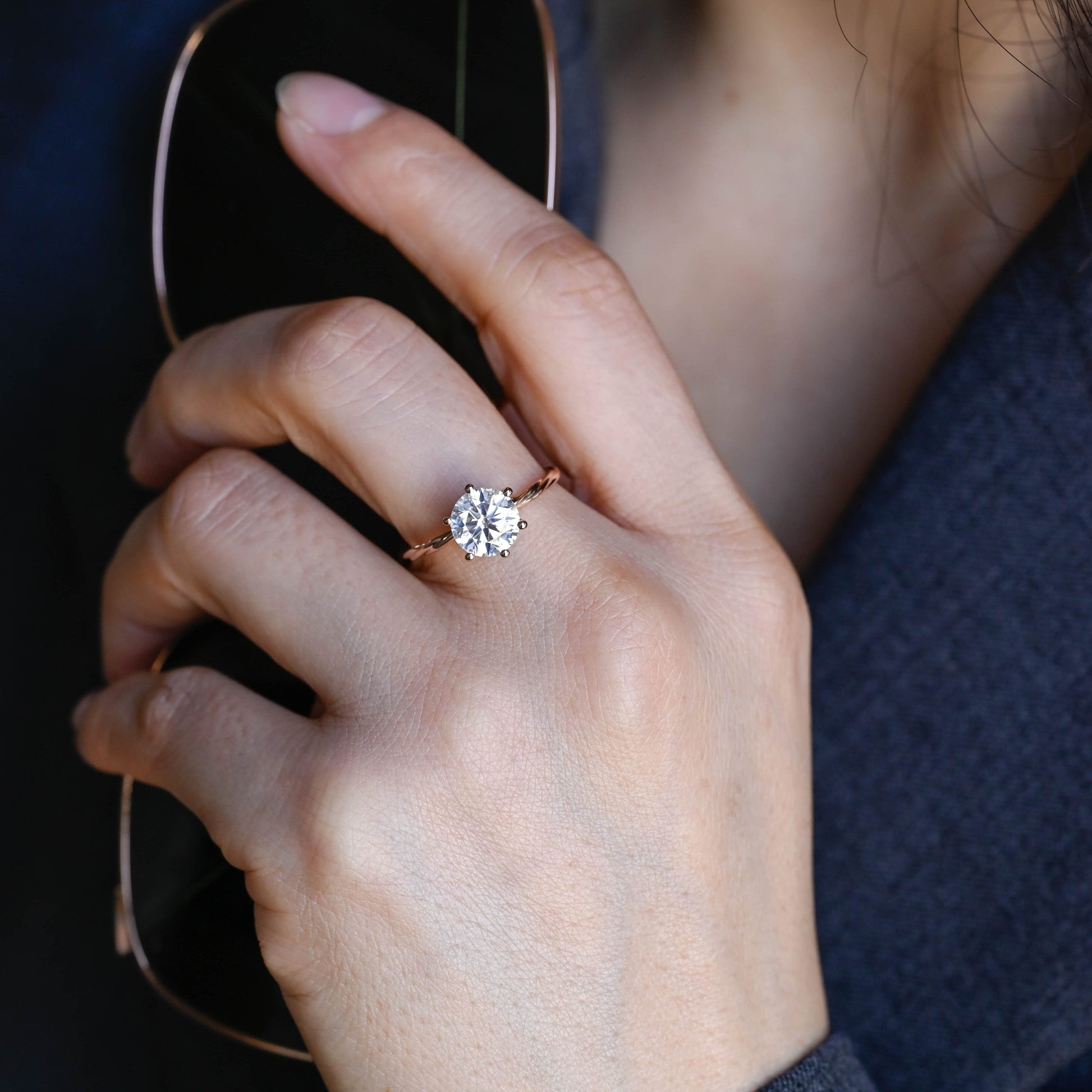 2 CT Round Three Stones Lab Grown Diamond Engagement Ring
