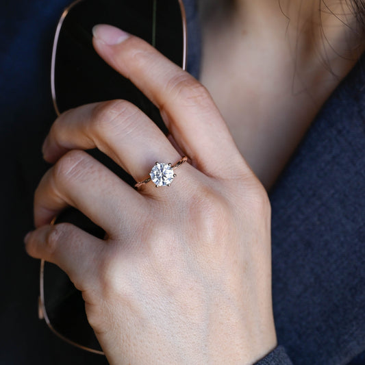 2 CT Round Three Stones Lab Grown Diamond Engagement Ring