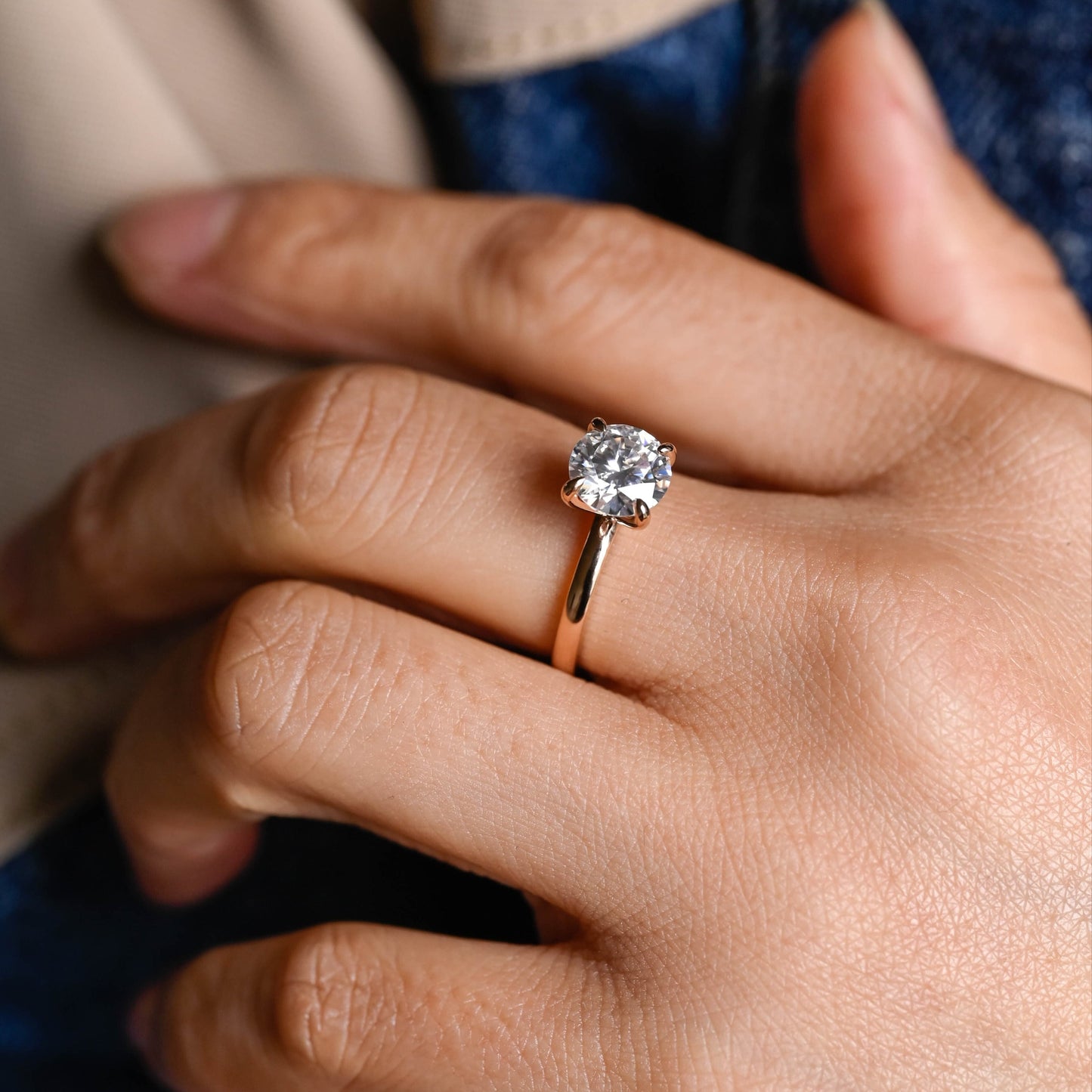 2 CT Round Three Stones Lab Grown Diamond Engagement Ring