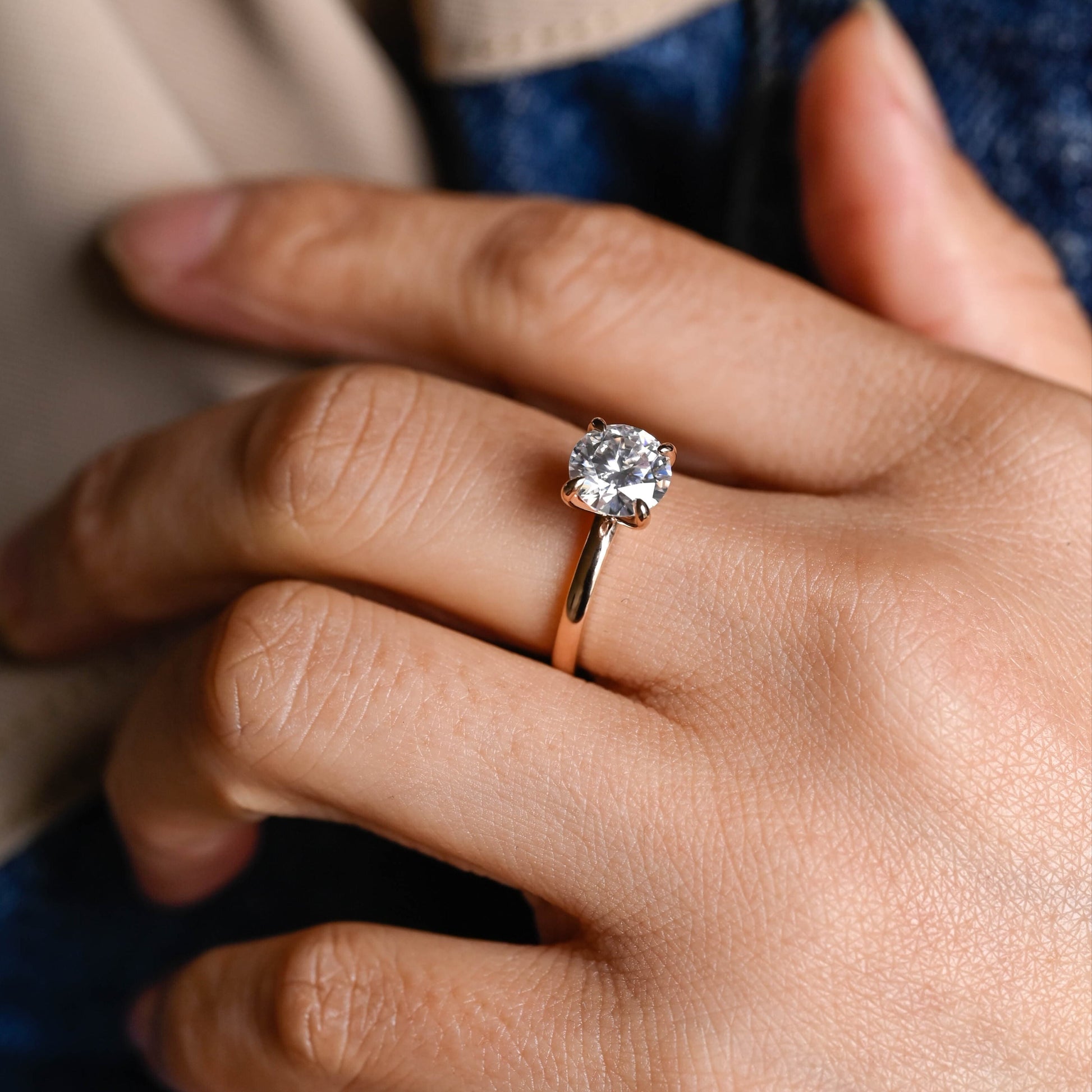 2 CT Round Three Stones Lab Grown Diamond Engagement Ring