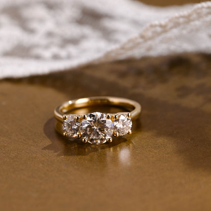 2 CT Round Three Stones Lab Grown Diamond Engagement Ring