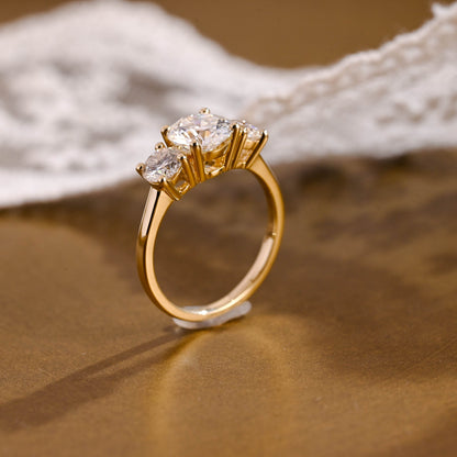2 CT Round Three Stones Lab Grown Diamond Engagement Ring