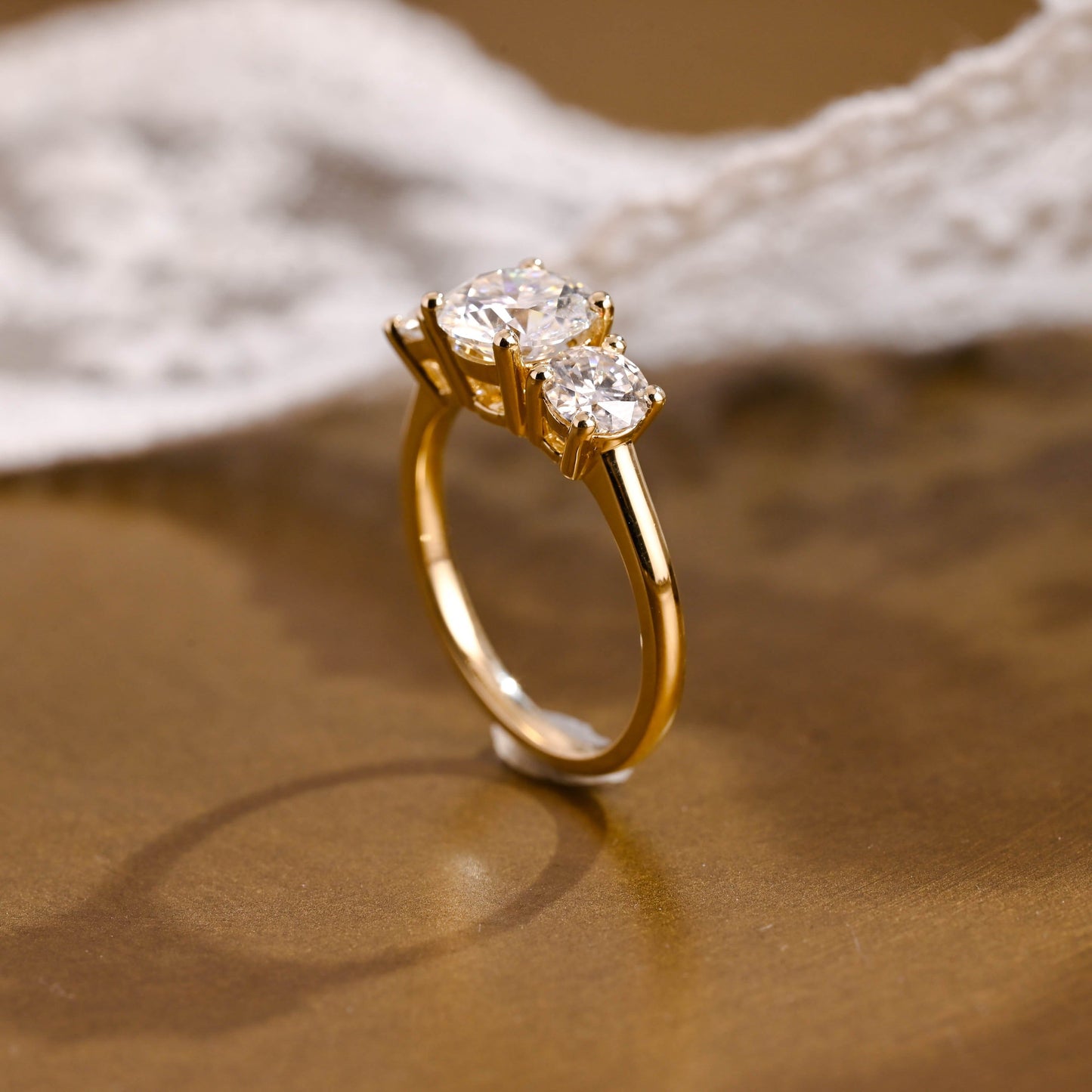 2 CT Round Three Stones Lab Grown Diamond Engagement Ring