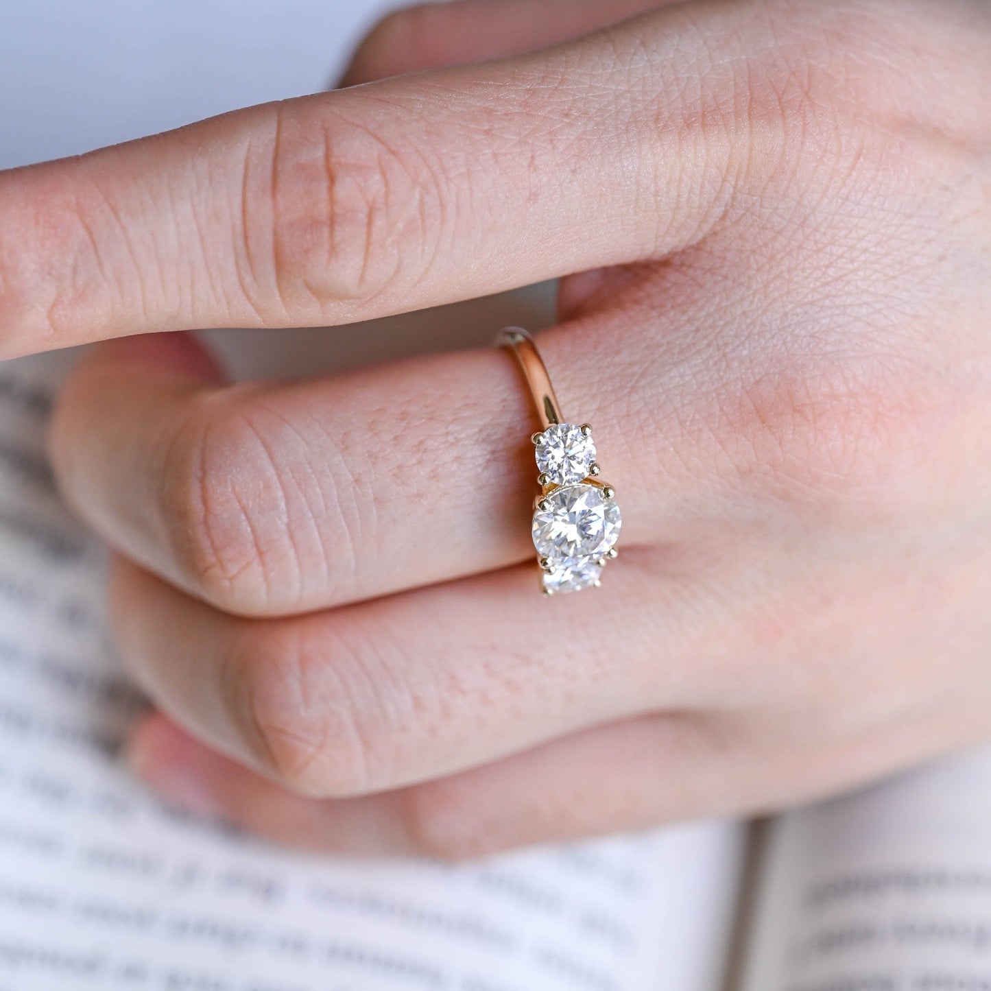 2 CT Round Three Stones Lab Grown Diamond Engagement Ring