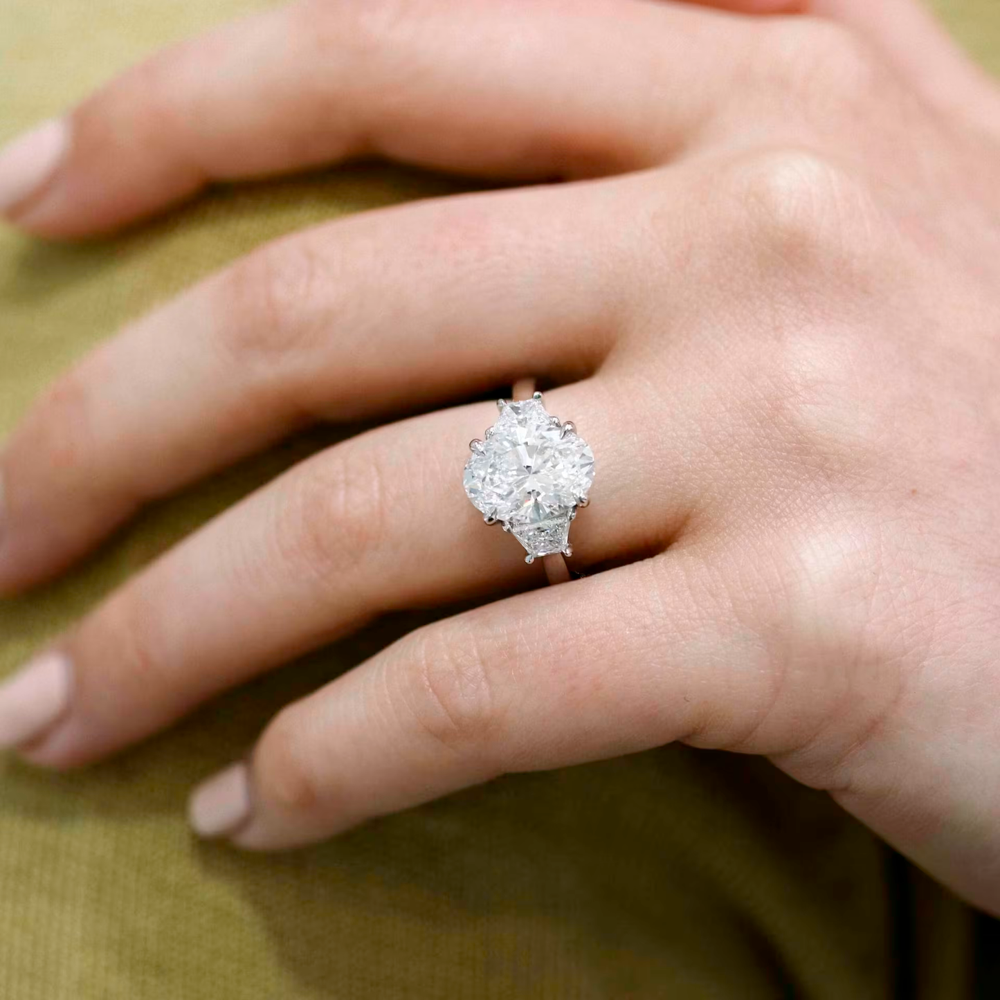 Marquise Cut Cluster Styled Lab Grown Diamond Engagement Ring