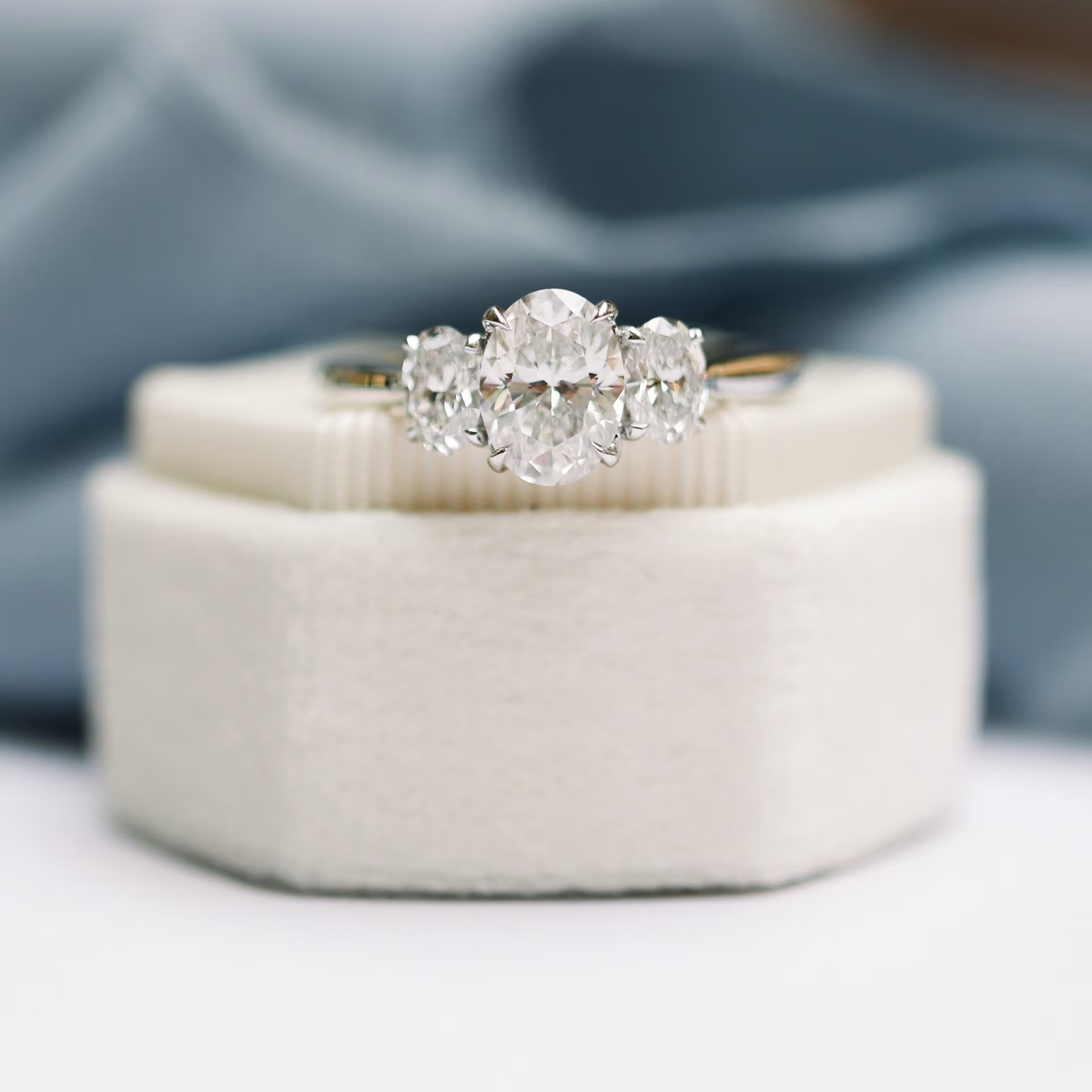 Marquise Cut Cluster Styled Lab Grown Diamond Engagement Ring